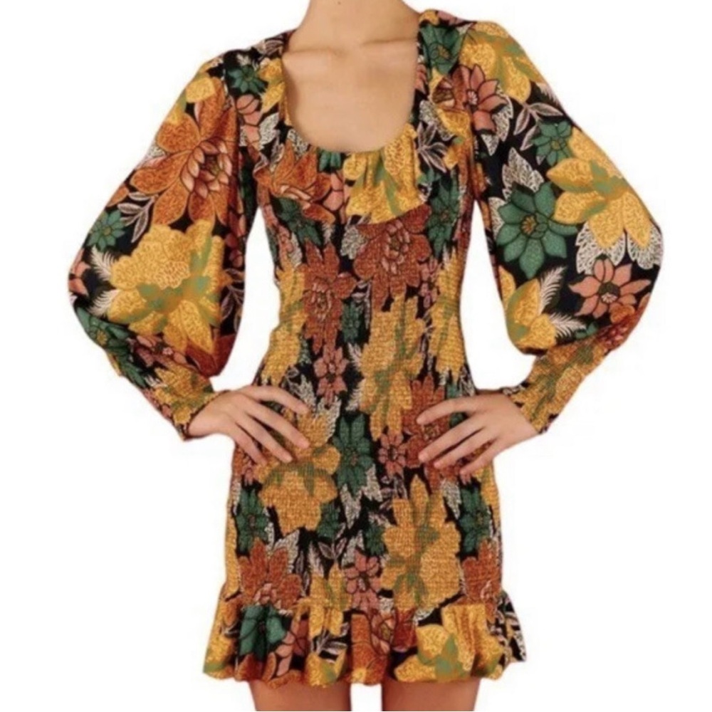 FARM RIO | Black Garden Lenzing Ecovero Viscose Mini Dress Women’s | Size Large